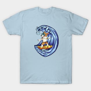 Surfing Corgi art T-Shirt